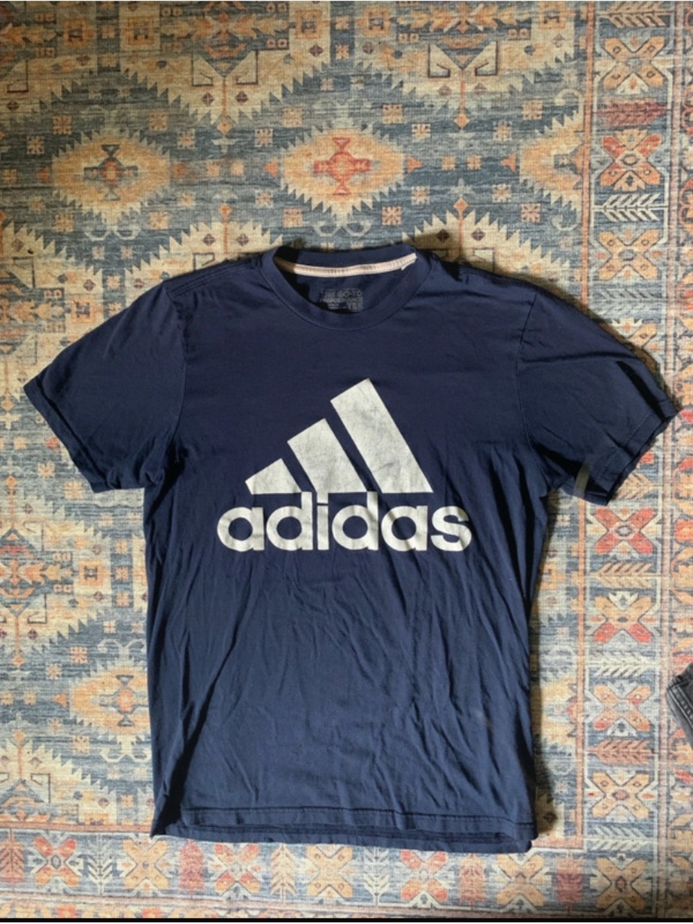 adidas Navy Short Sleeve Tee with White Logo
